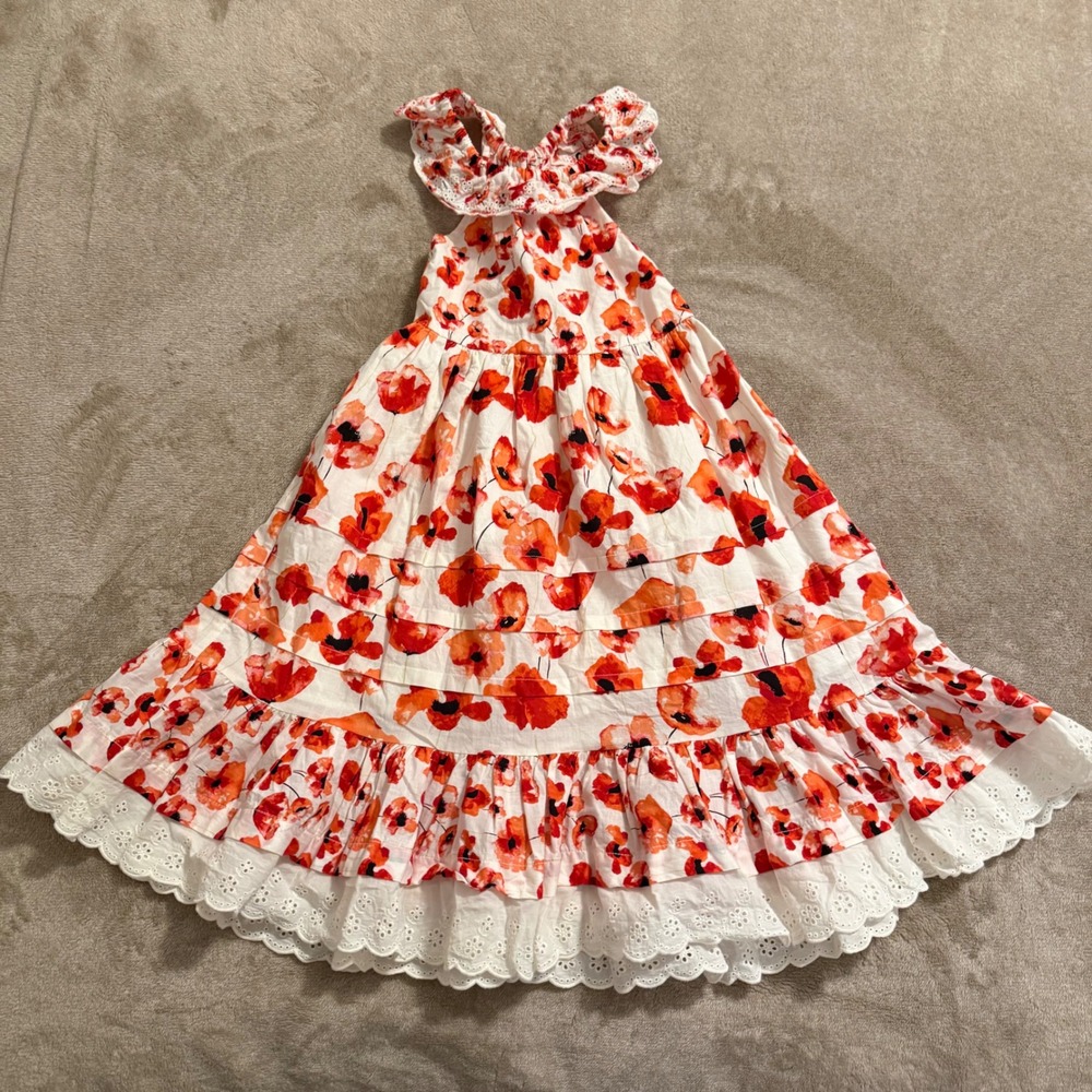 Matilda Jane Girls Playful Poppies Maxi Dress Enchanted Garden Floral Size 4
